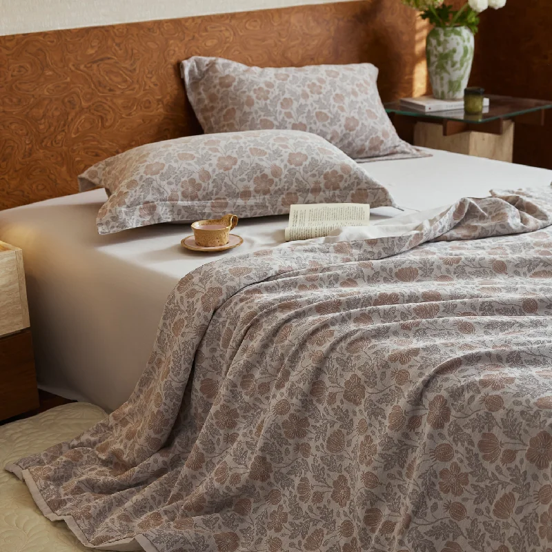 

A-Class High End Silky Cotton Jacquard Summer Blanket Lightweight Air Conditioner Comforter Soft Washable 4 Pieces Bedding Set