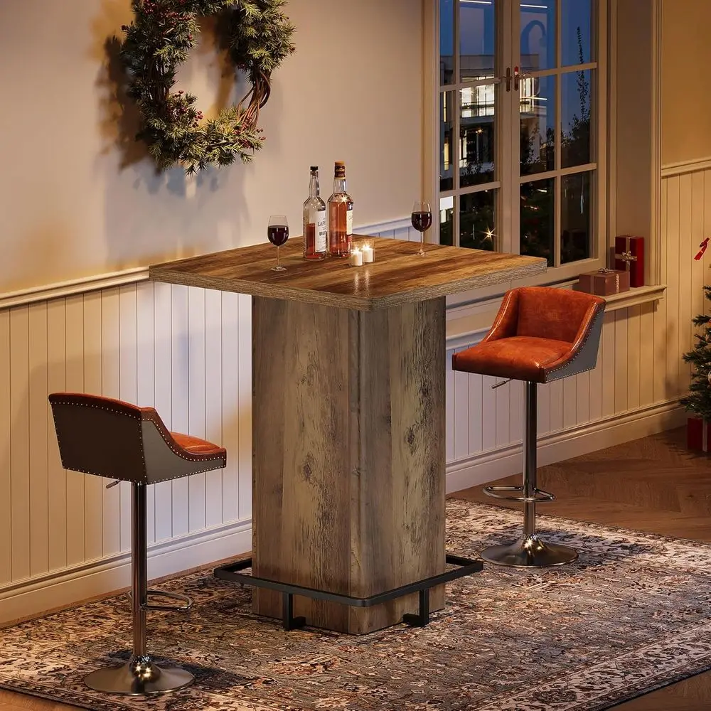 

Высокий квадратный деревянный стол для паба (39,37 дюйма) для столовой и кухни
