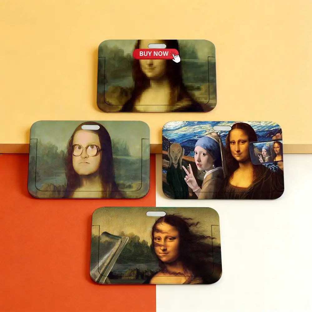 Funny Mona Lisa Meme G Transparent Card Holder Employee Plastic Slide Cover Lanyard Work Business ID Bag Bus