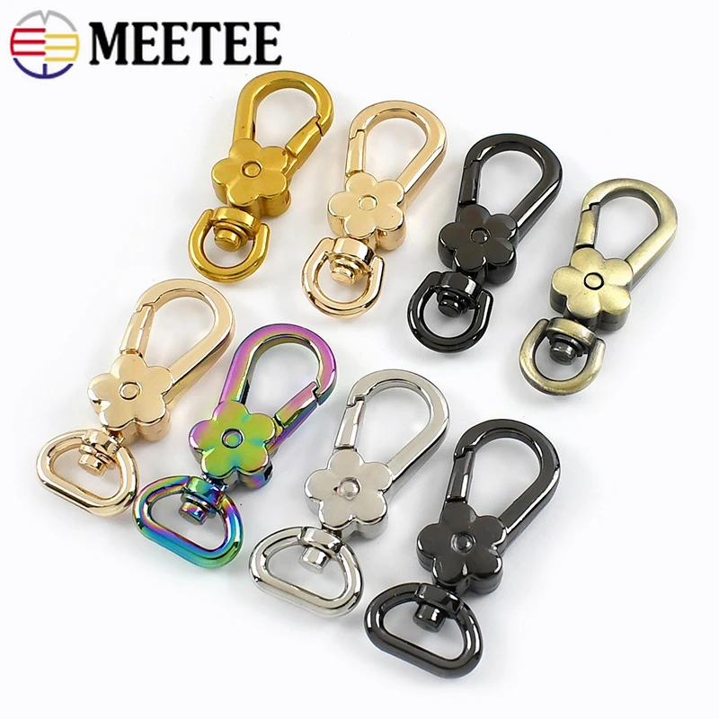 

2/4/10Pc Meetee Metal Buckles Bag Strap Spring Snap Hook Swivel Lobster Buckle Keychain Carabiner Clips Accessories for Handbags