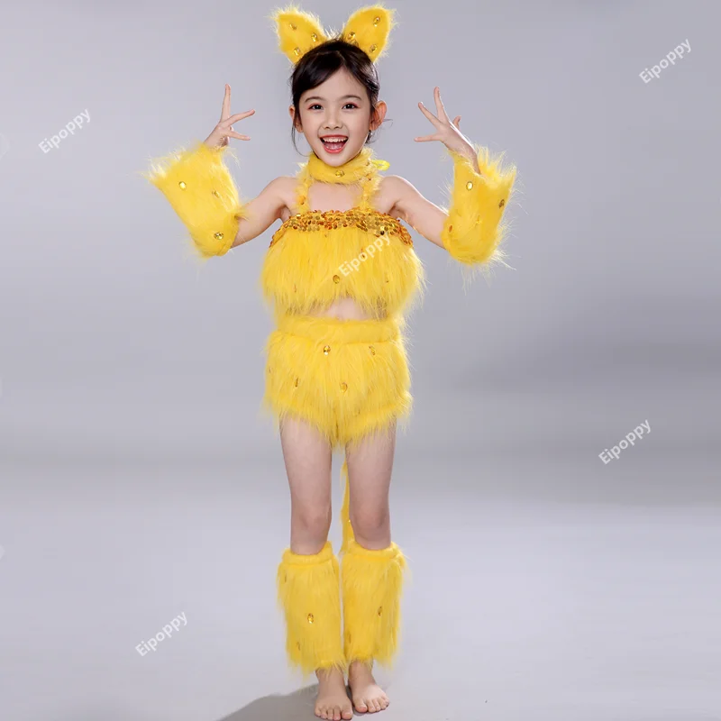 Sexy Cat Cosplay Trajes para meninas, Trajes de dança animal para crianças, Trajes de Halloween para crianças