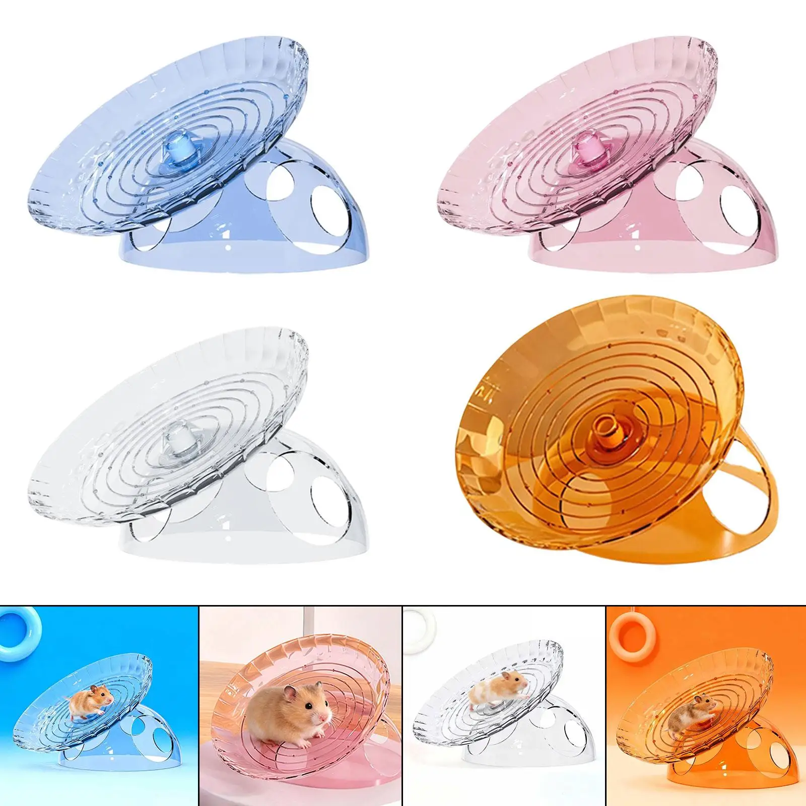 

Бесшумное колесо для хомяка, материал ПЭТ, убежище, дом, нескользящий вращающийся диск, роликовая игрушка для чужок, мышей, крыс, песчанки, мелких животных