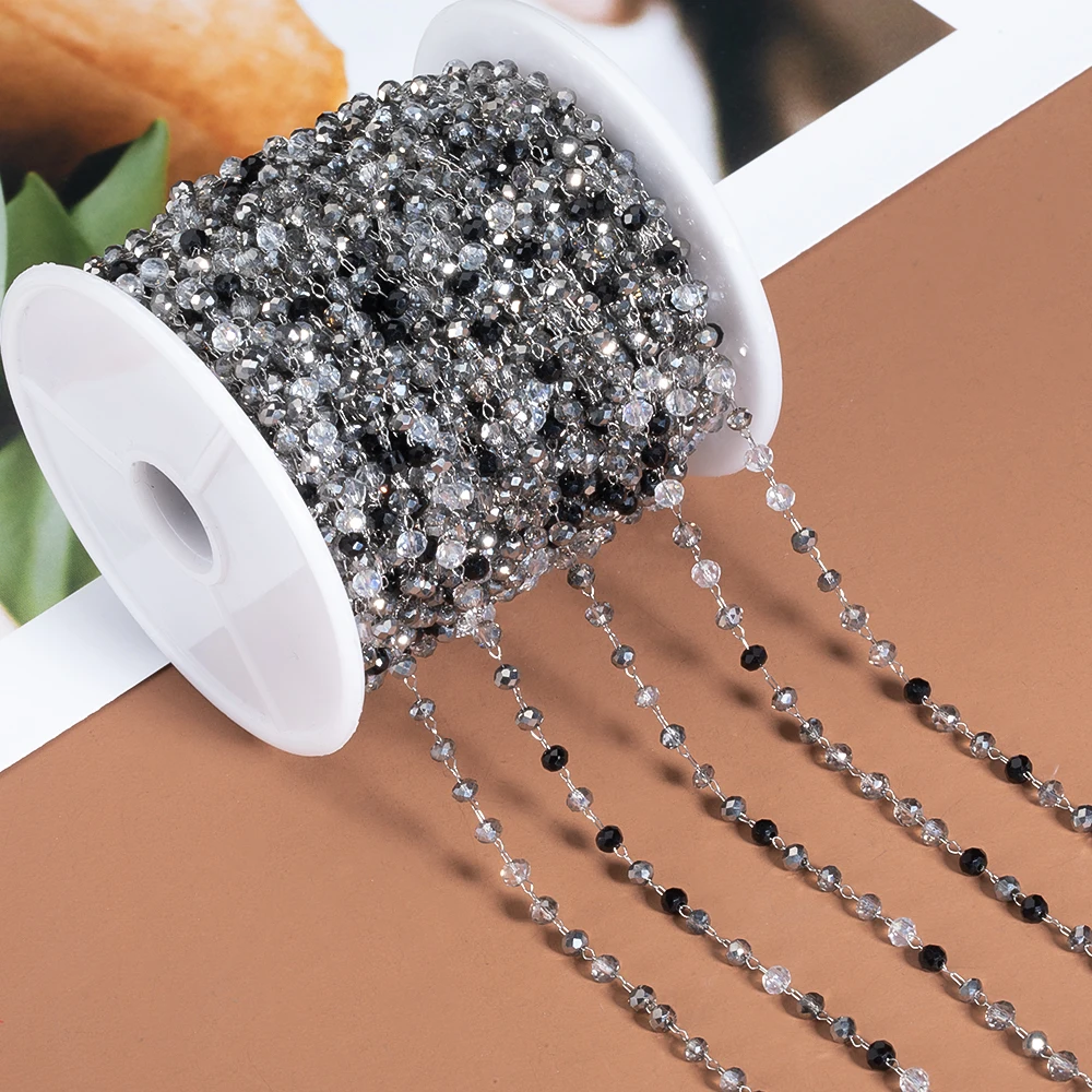 1Meter Stainless Steel Gray Beads Chain For Necklace Bracelet DIY Jewelry Making Supplies