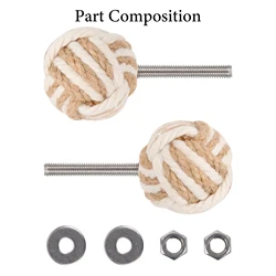 Hemp Rope Drawer Knobs Round Handmade Cabinets Dresser Handles Wood Kitchen Cupboard Wardrobe Door Pulls for Furniture