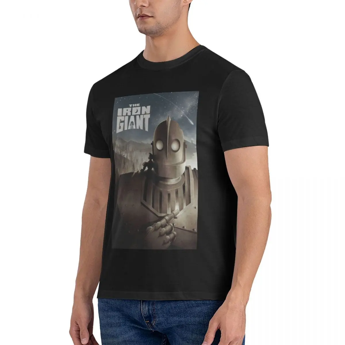 Poster T Shirt for Men 100% Cotton Unique T-Shirt Crew Neck The Iron Giant Cartoon Tees Short Sleeve Clothing Adult