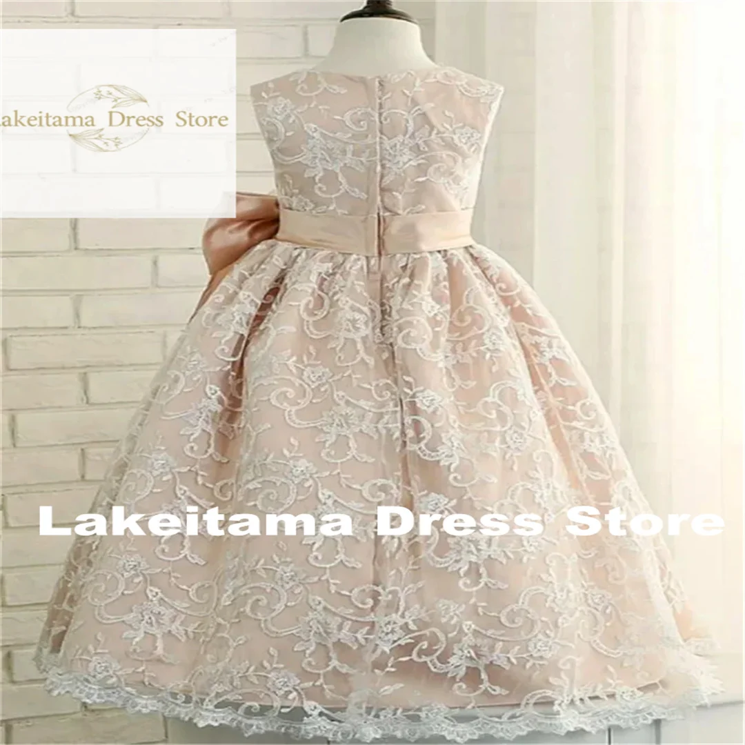 Customization Taffeta Tight Lace Printing Flower Girl Dress Princess Ball First Communion Dresses Kids Surprise Birthday Present