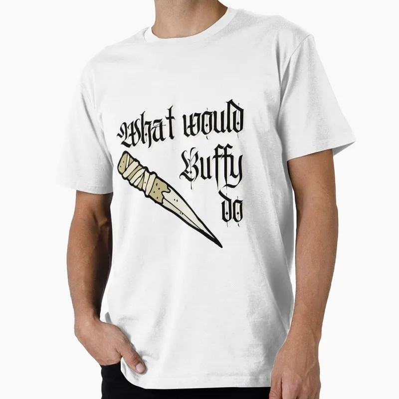 Buffy Inspired Graphic T-Shirt, 0811 Vintage Vampire Slayer Print Tee, Retro Horror Series Short Sleeve Casual Shirt US Size Top