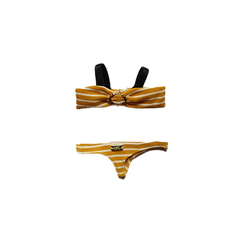 Bikini a rayas sin tirantes para Ropa Labubu de 17cm, Ropa bonita de estilo a la moda, Mini Ropa para muñecas, traje de moda para recorrido costero
