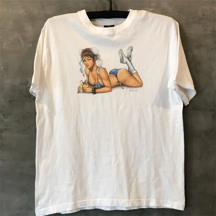 

Chun-Li Oversized Trendy Brand Streetwear with Unique Design and Print Short-sleeved T-shirt for Men and Women