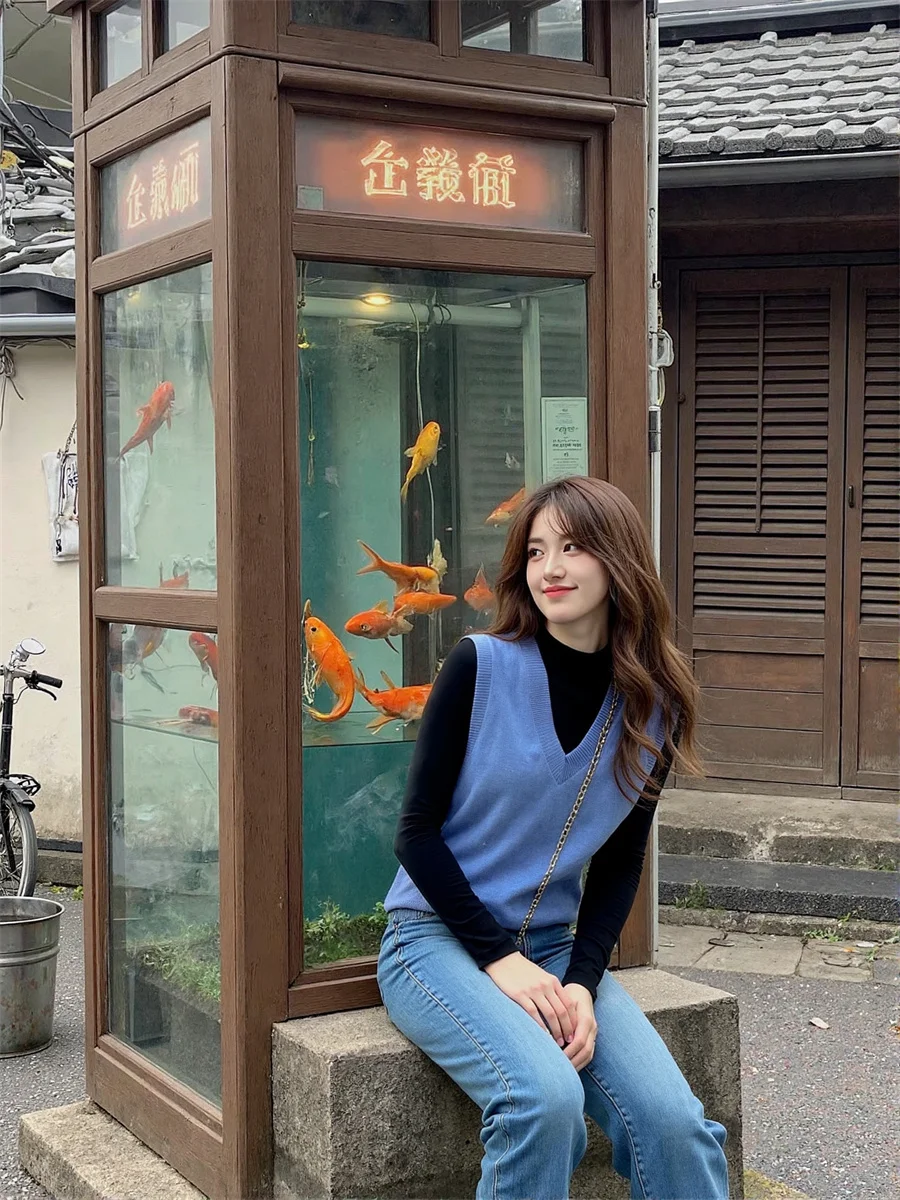 Suéter para mujer, chalecos para mujer, otoño, combina con todo, cuello en V, sin mangas, abotonado, informal, Simple, elegante, moda para mujer, moderno y elegante