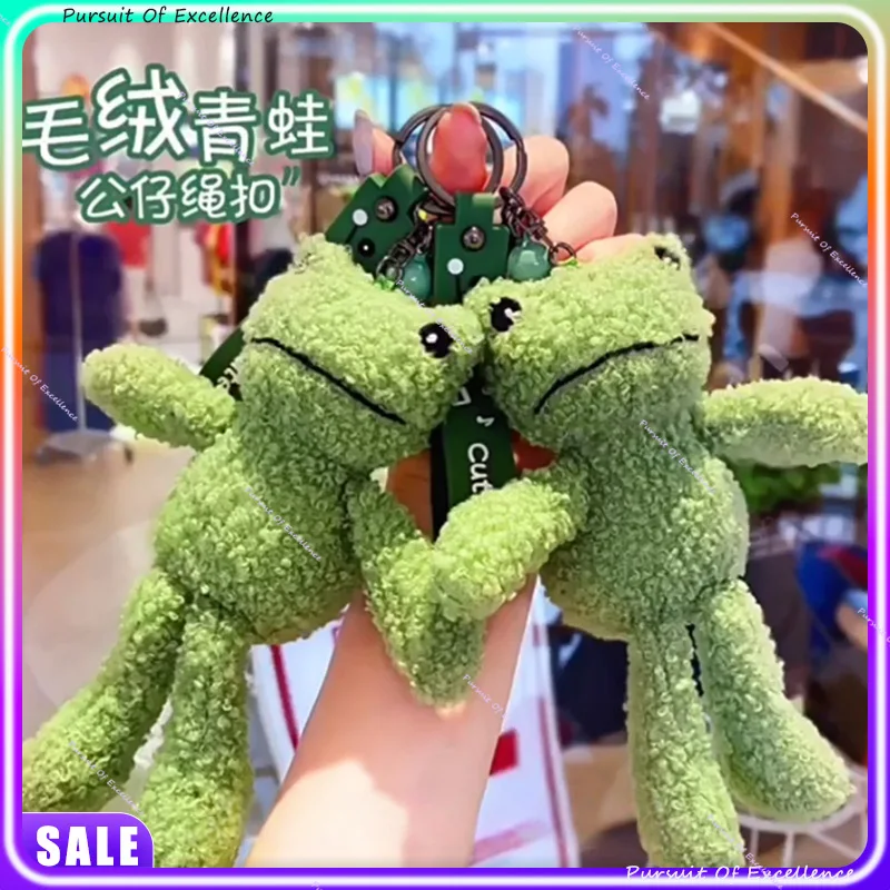 Simpatico portachiavi e portamonete in peluche con rana a testa grande - Ornamento per bambola da appendere alla zaino, regalo perfetto per coppie e vacanze