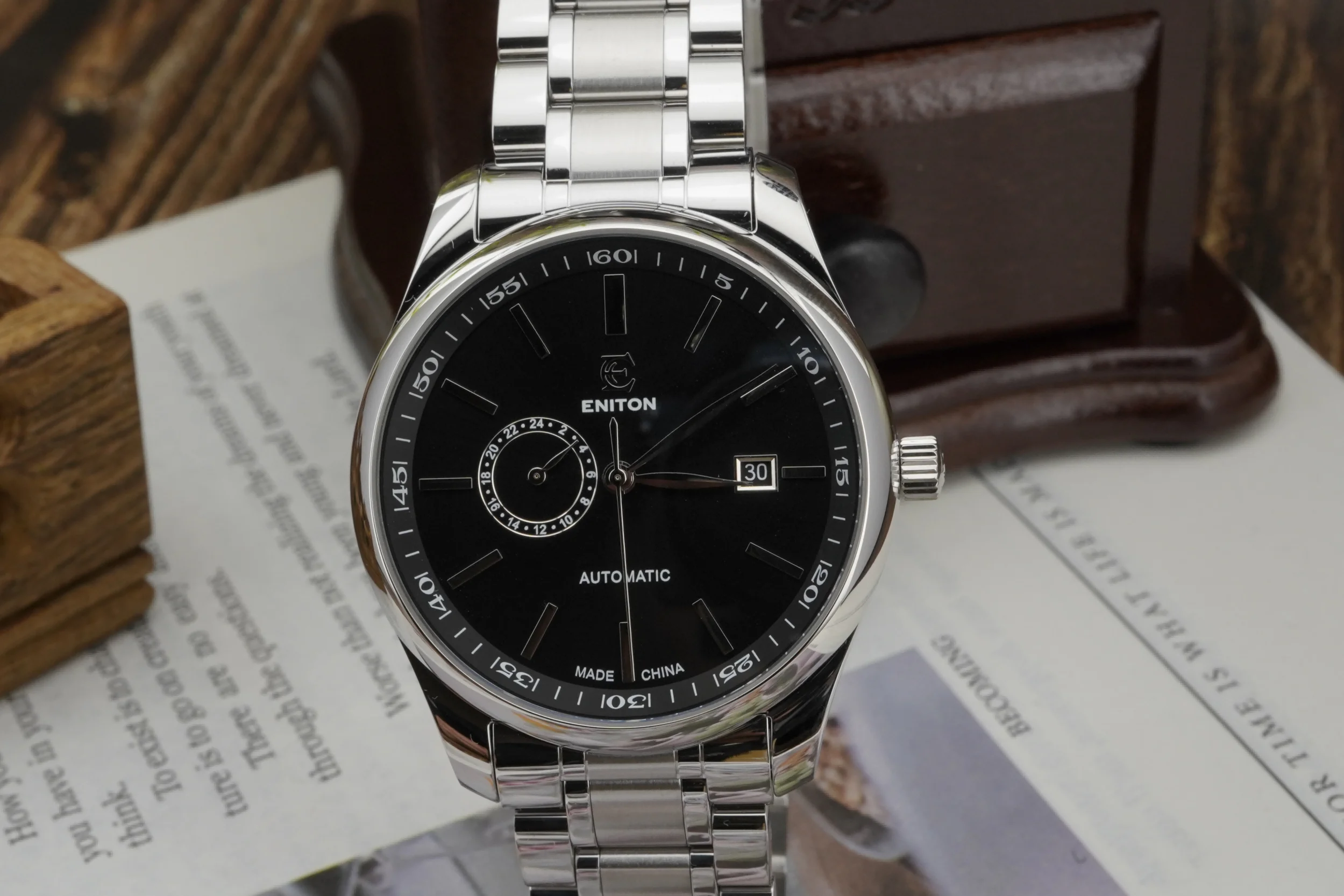 ENITON 41 ミリメートル 8217 ドームサファイアガラストップブランド 50 メートル防水機械式時計ビジネス高級ファッション時計メンズ腕時計