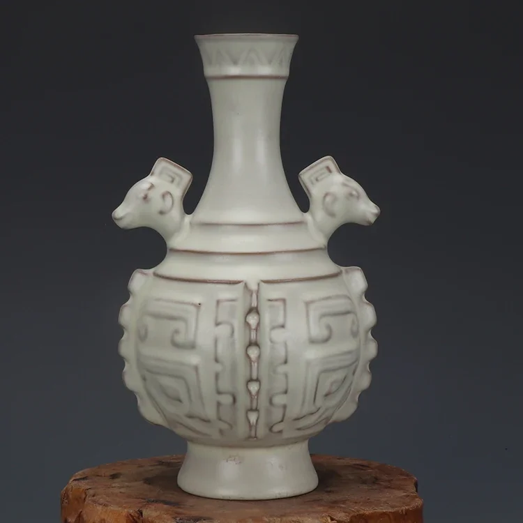 

Song Dynasty Moon White Glaze Sheep Head Vase Flower Holderantique Vase Ornaments From The Five Famous Kilns