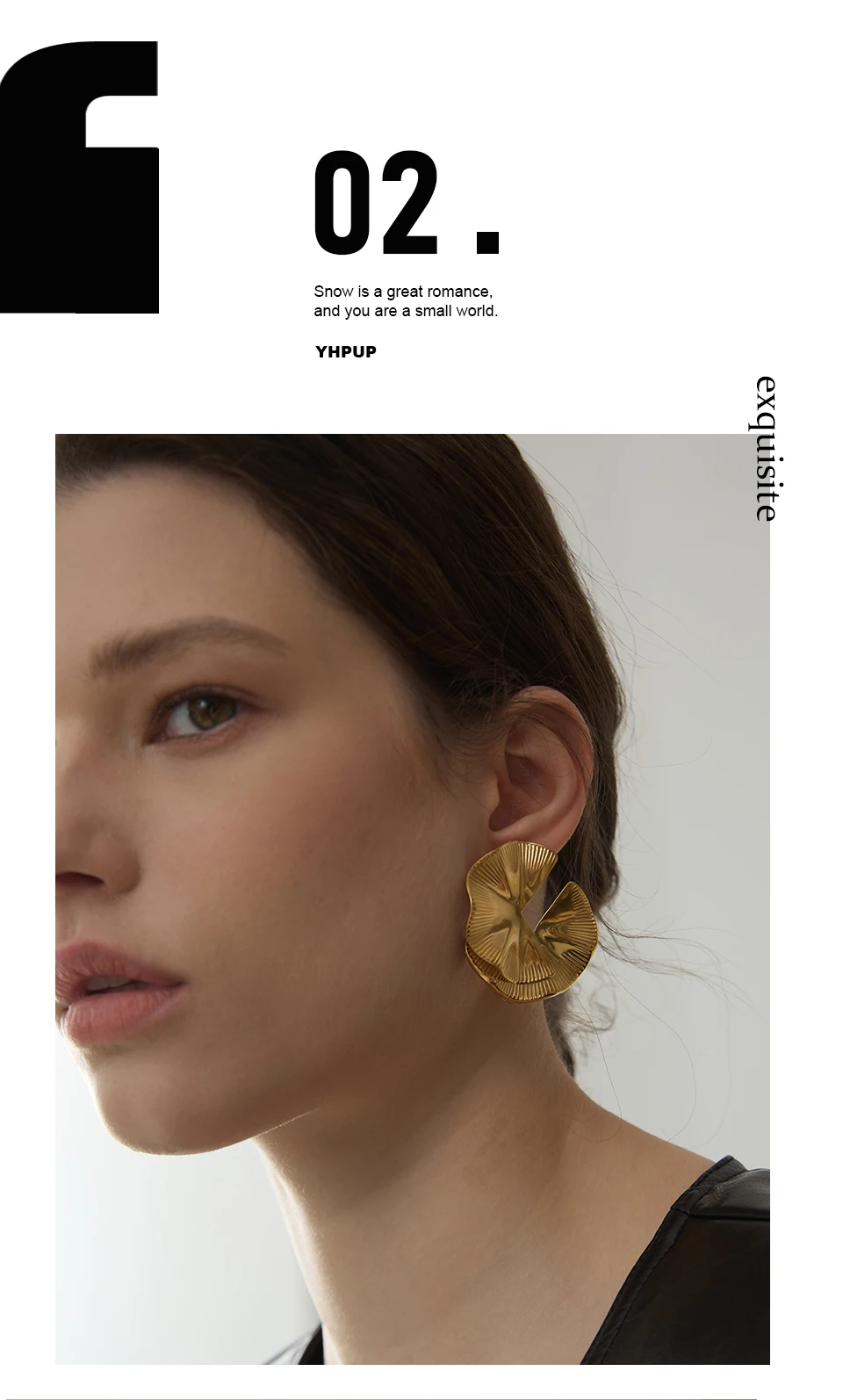 Yhpup Creative Stainless Steel Metal Flower Big Stud Earrings Fashion Attractive Statement Jewelry Women Personality Gift