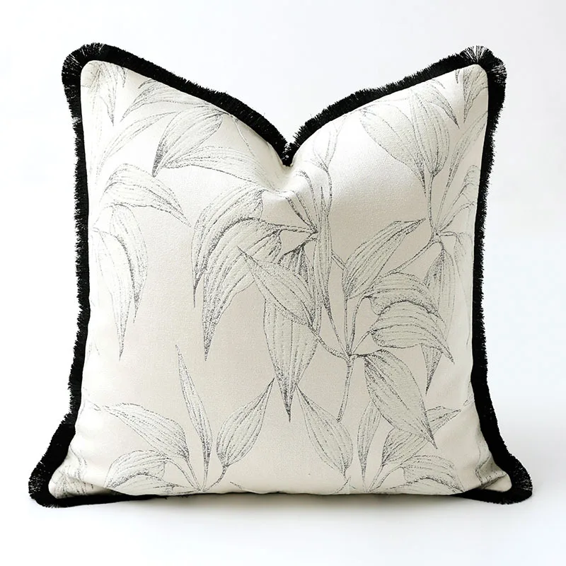 

Ivory White Pillows Leaf Jacquard Cushion Case Elegant Decorative Pillow Cover For Sofa Chair Luxury Living Room Home Decor