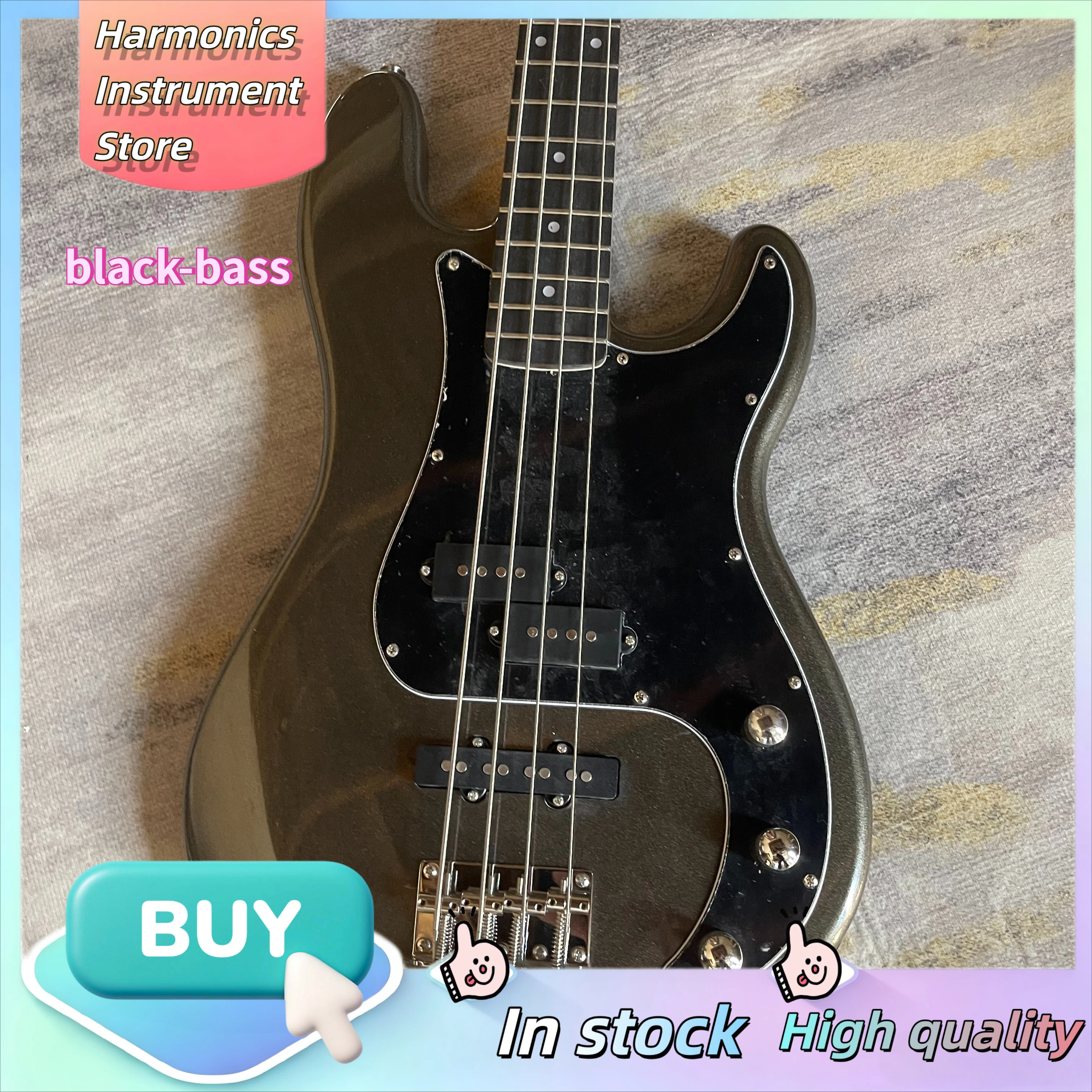 1996 Affinity PJ-Style Bass Precision-Jazz Dual Pickups Bass, Metallic Gray Basswood Body 3-Knob Passive Circuit Rehearsal view 2
