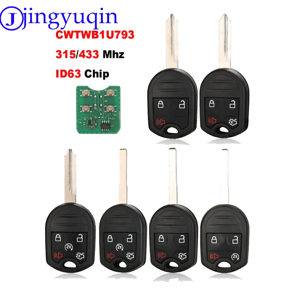 

jingyuqin CWTWB1U793 Remote Key 433/315MHz ID63 For Ford Edge Escape Expedition Explorer Flex Fusion Mustan Taurus Mazda Tribute