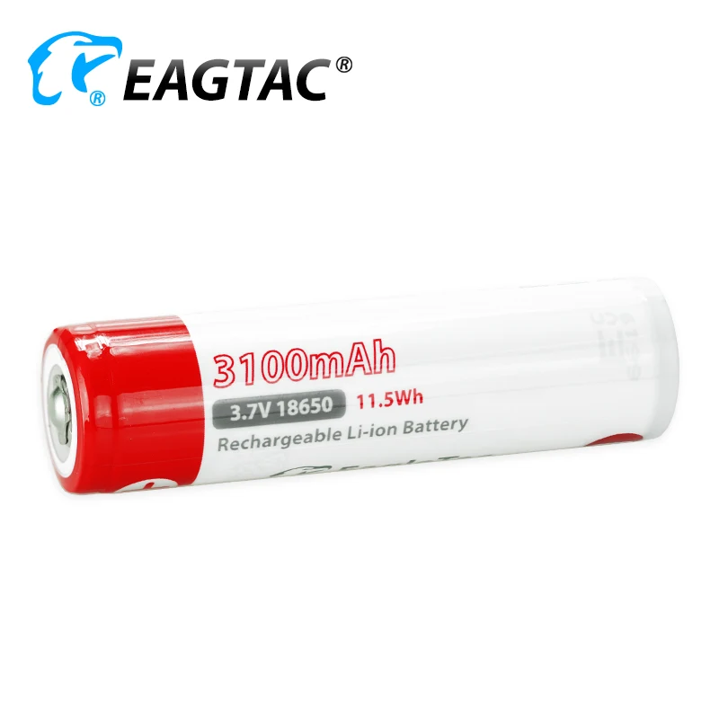 EAGTAC 18650 3.7V 3100mAh Protected Li-ion Battery (10A discharge) Button Top Japan Cell SKU1574