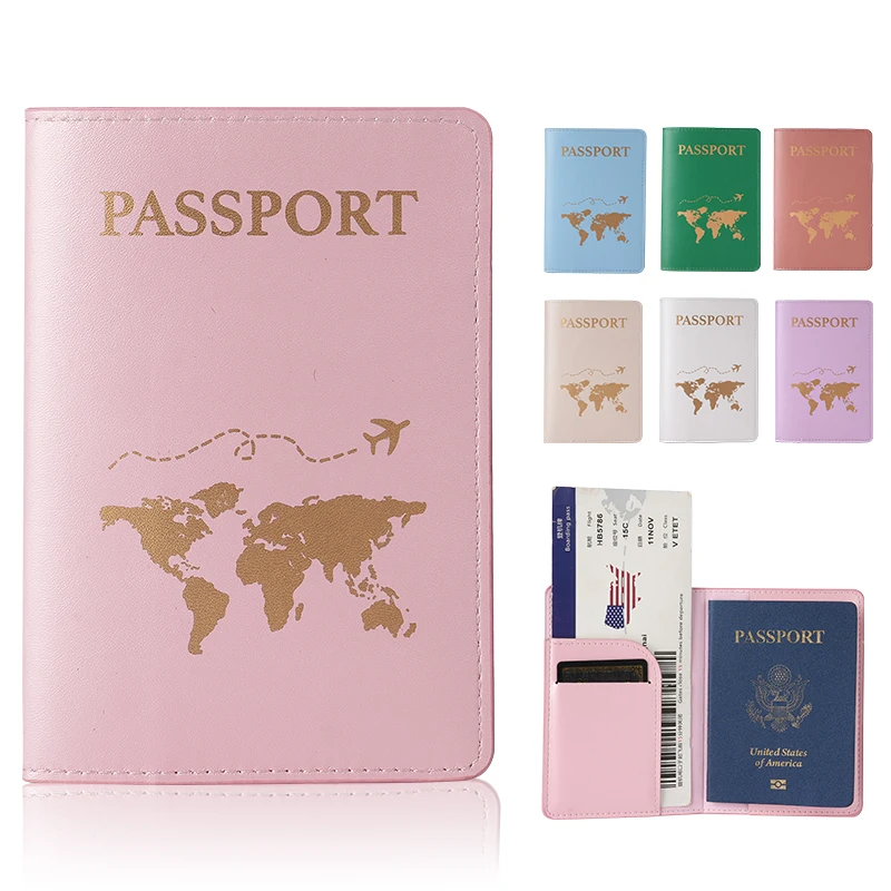 Cross border leather passport clip, couple's new wedding gift, travel document bag, passport protection cover, passport bag PU