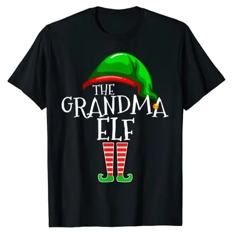 Grandma Elf Group Matching Family Christmas Gift Women Funny T-Shirt Gifts Xmas Costume Graphic Tee Tops Nana Aesthetic Clothes