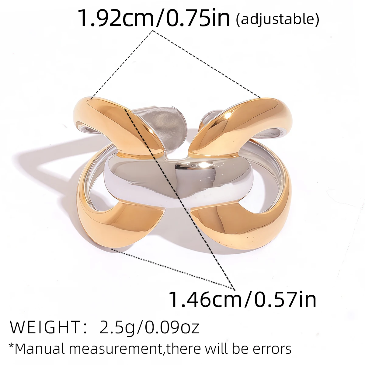 Stainless Steel Statement Ring New Design Metalic Texture 18 K Plated Finger Ring Waterproof Jewelry Bagues Pour Femme - Detail 1