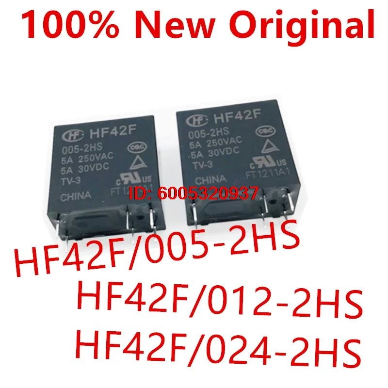 10piece  HF42F/005-2HS 、HF42F/012-2HS 、HF42F/024-2HS 、HF42F/012-2HST 、HF42F/024-2HST  DIP-6  New power relay  HF42F-