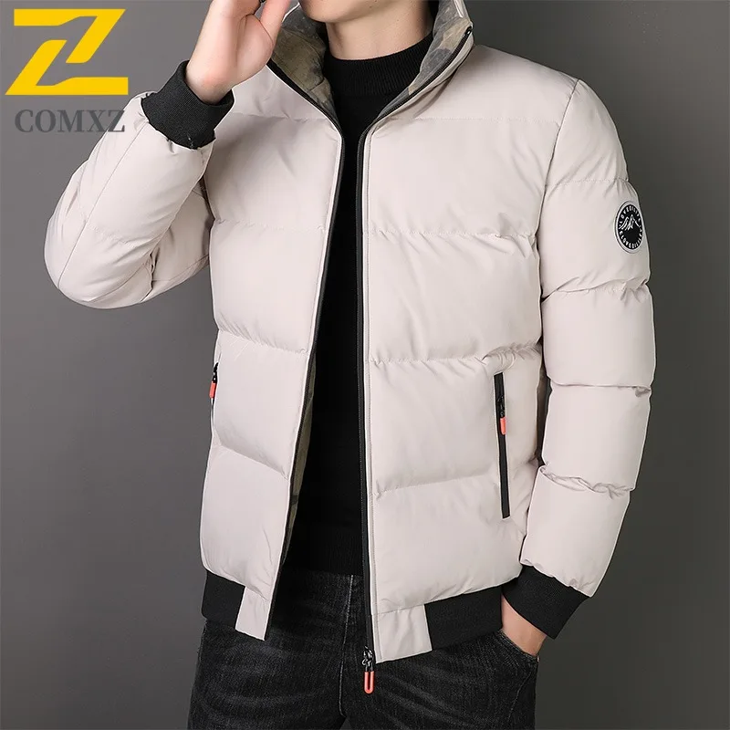 COMXZ, Chaqueta de algodón gruesa ajustada de estilo coreano de invierno para hombre, abrigo corto informal para deportes al aire libre, abrigo táctico cálido de talla grande