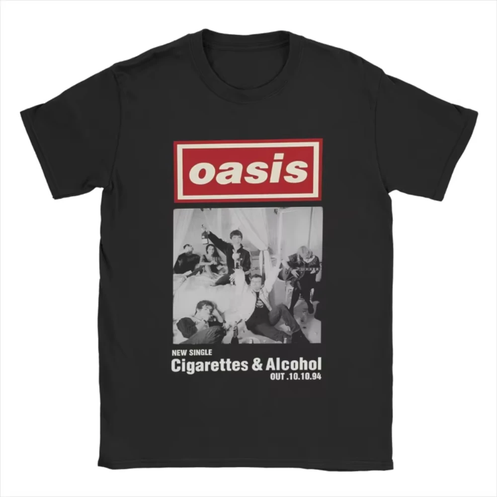 Vintage O-Oasis Rock 90's Band Women T-Shirt Men Crew Neck Cotton T Shirt British Music Albums Short Sleeve Tees Summer Clothes