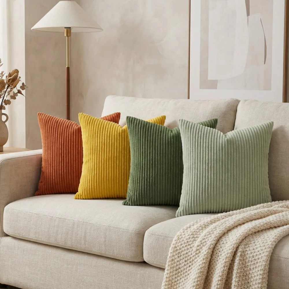 

Однотонная минималистичная наволочка из вельвета 2026 года, мягкая декоративная наволочка для дивана, кушетки и украшения дома в гостиной