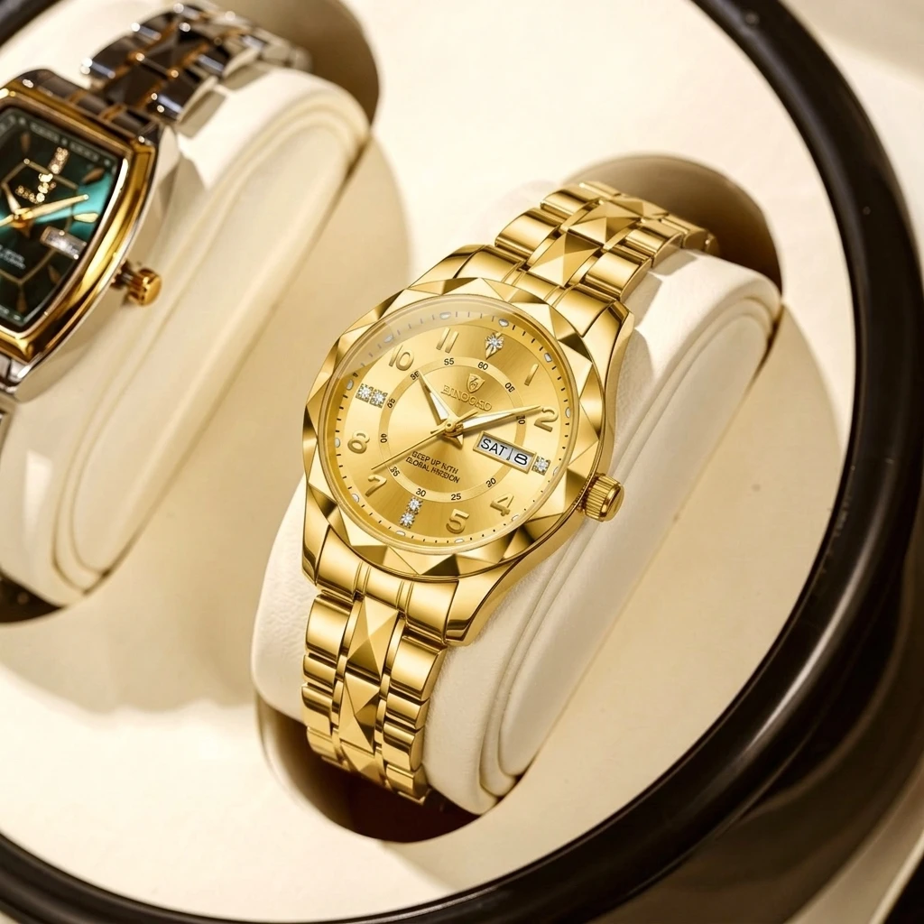 

1pc Women's Fashion Watch, Daily Versatile and Elegant, with Date and Day Display, Exquisite Textured Metal Strap