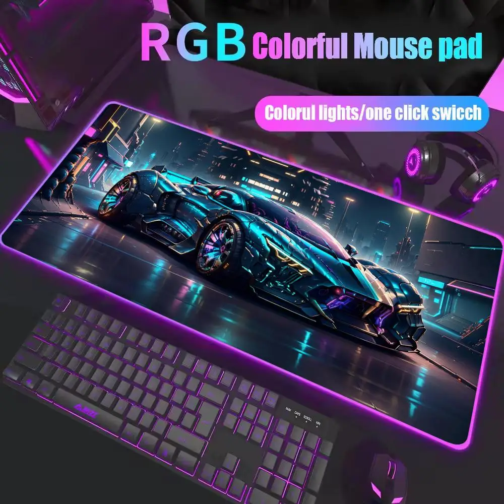 سيارة سوبر كول RGB ماوس طاولة كمبيوتر حصيرة الألعاب ماوس الوسادة ألعاب الملحقات LED الخلفية لوحة المفاتيح خزانة ماوس Deskmat