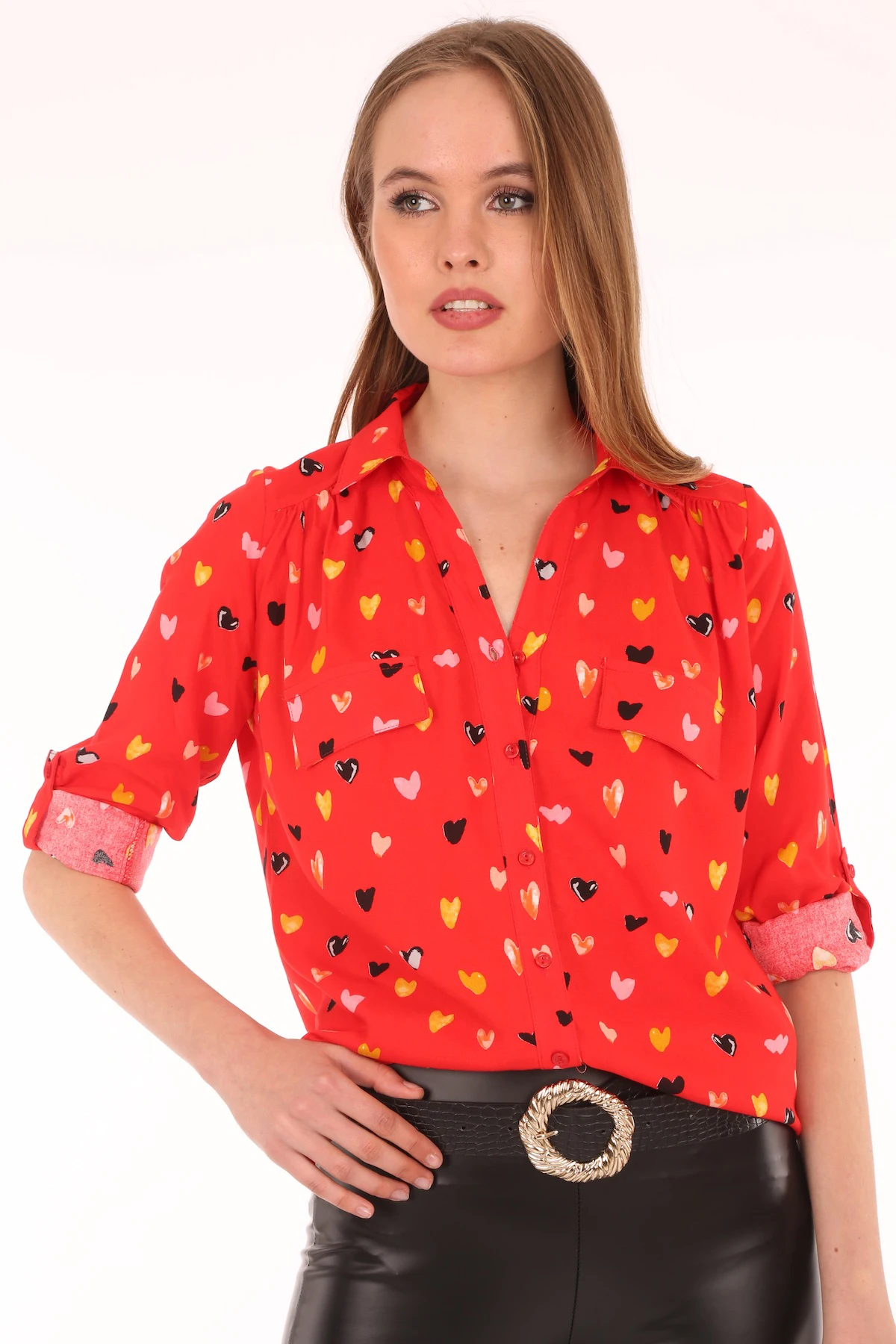 

KALPLİ VISCOSE SHIRT 2021 Spring autumn women's shirt blouse street shirt new simple office lady long sleeve blouse