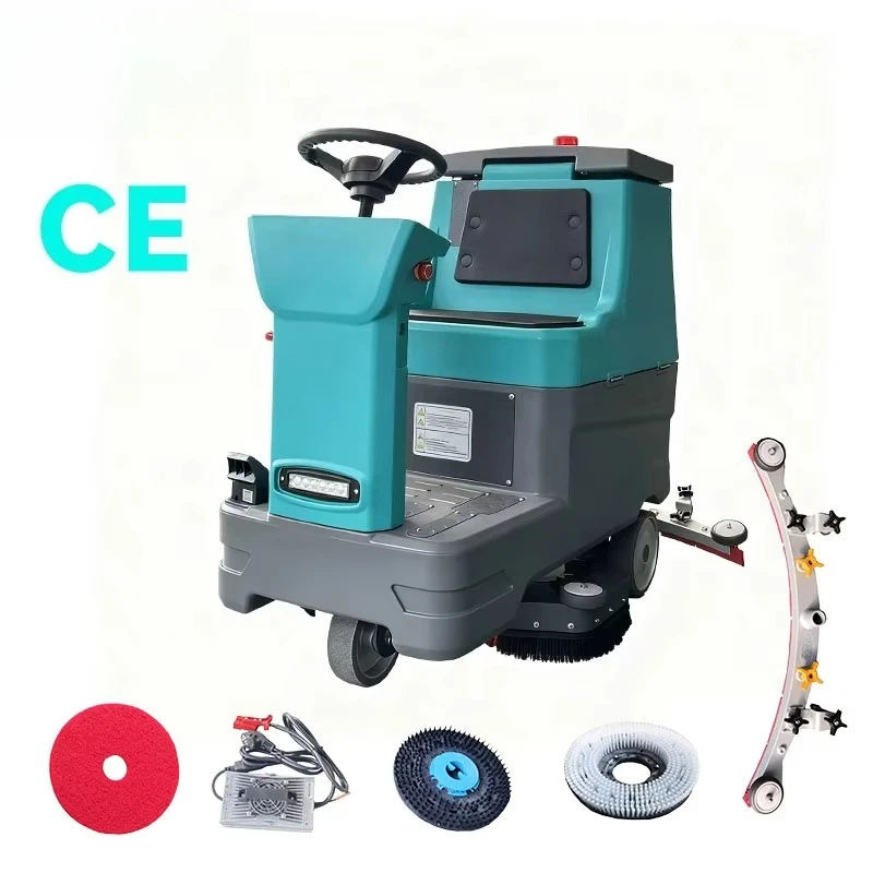 Commercial Electric Ride-on Floor Scrubber High Efficiency 3-Hour Working Time Large Water Tank for Burnishing