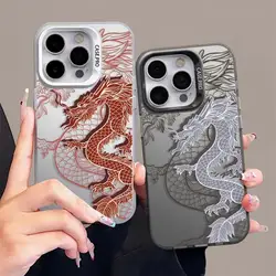 Oriental Style Happy Chinese New Year 2024 Dragon Totem Red Shockproof Cover Case for IPhone 15 14 13 12 11 Pro Max Plus XR X XS