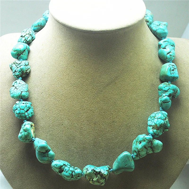HOT KNOTTED BLUE TURUOQISE NECKLACE 1OPC FOR FASHION PARTY WEARINGS 52CM LENGTH  WHOLESALE