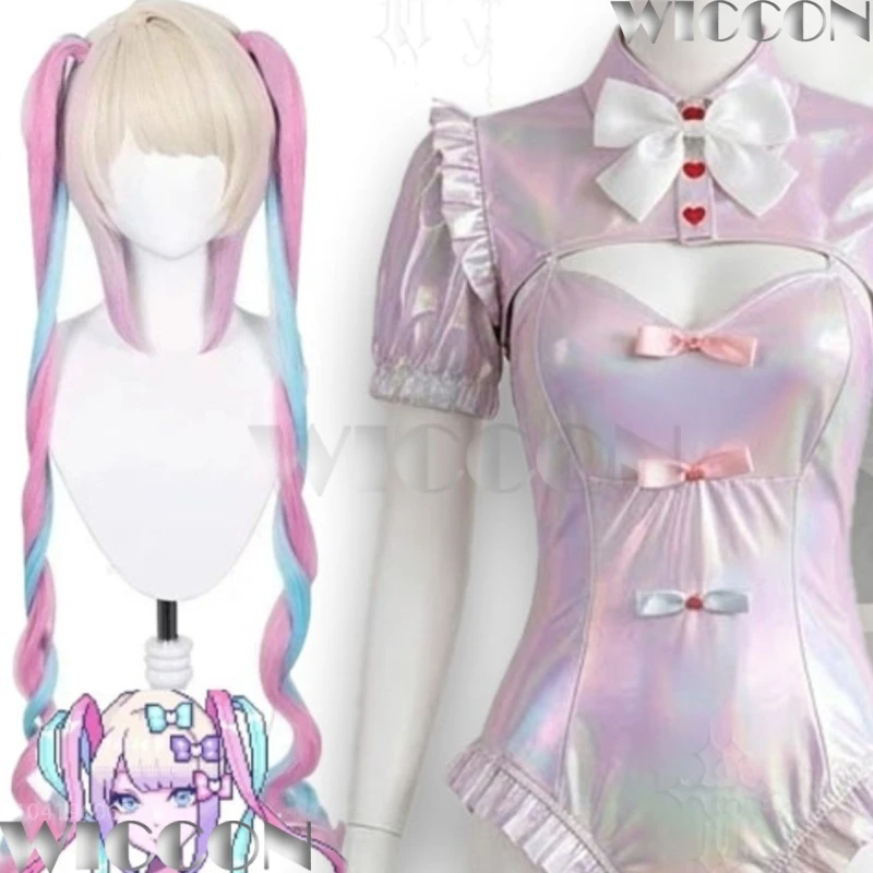 

Game KAngel Cosplay Costume Cute Pink Laser Leather Bodysuit Sexy Anime Young Women Beach Hot Spring Set Navidad Carnaval Event