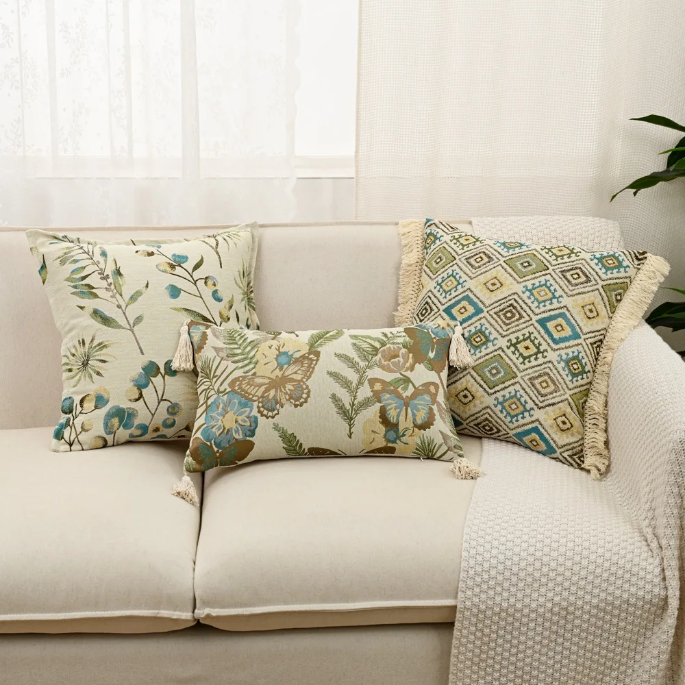 30x50/45x45cm Vintage Pastoral Yarn-Dyed Pillowcase Cojines Sofa Living Room Decoration Throw Cushion Cover Headboard Pillowcase