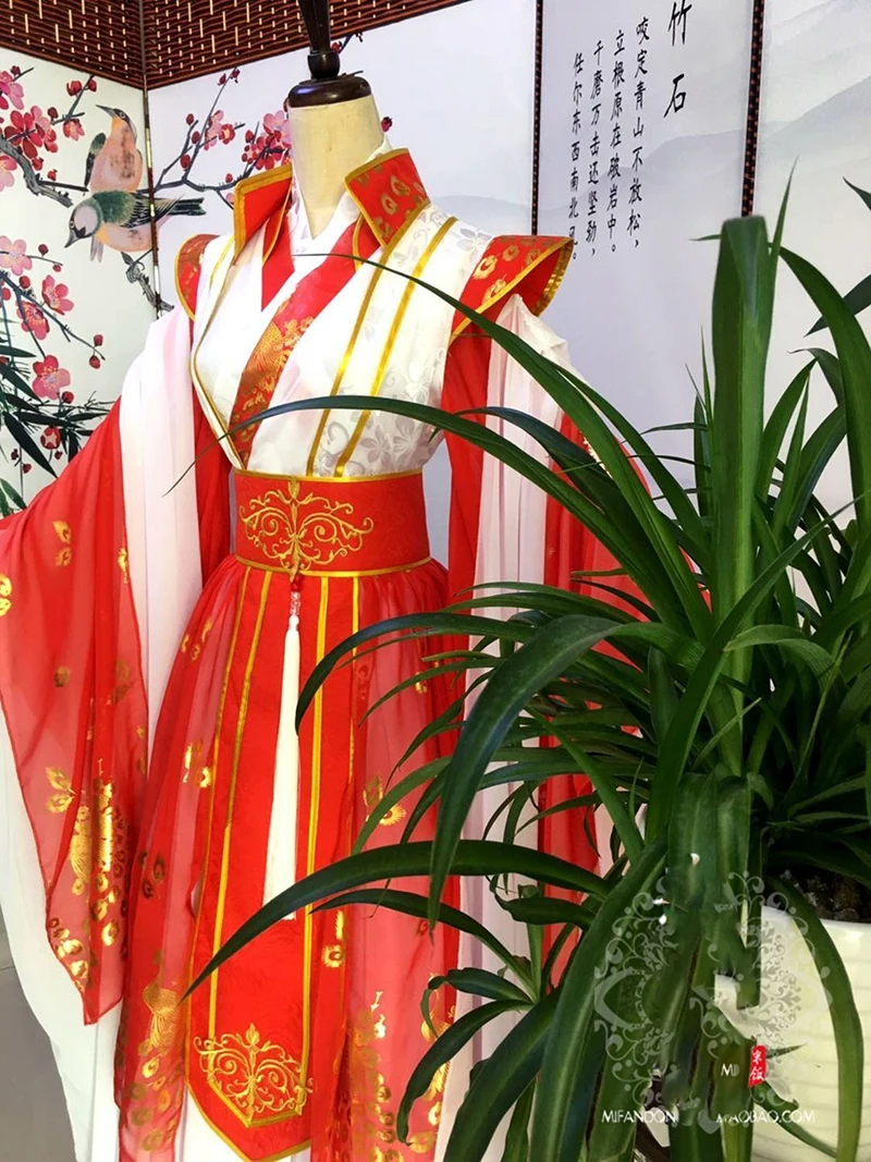 Plus Size 5XL Chinese Traditional Hanfu Men Women Custom Devil's Path Ancestor Carnival Cosplay Costume Red Wedding Dress Hanfu