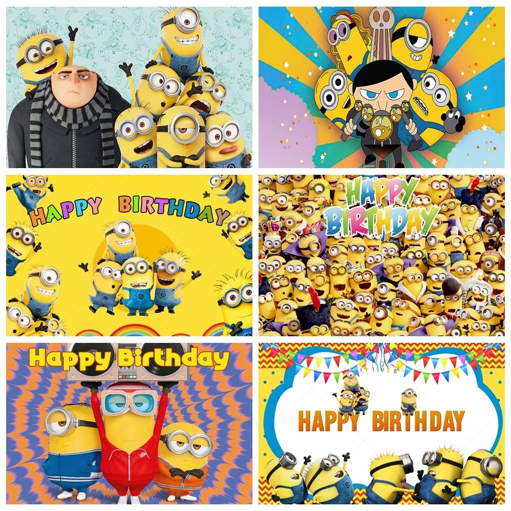 

MINISO Minions Backdrop Kids Birthday Party Decoration Custom Background Child Room Decor Baby Shower Poster Photography Props