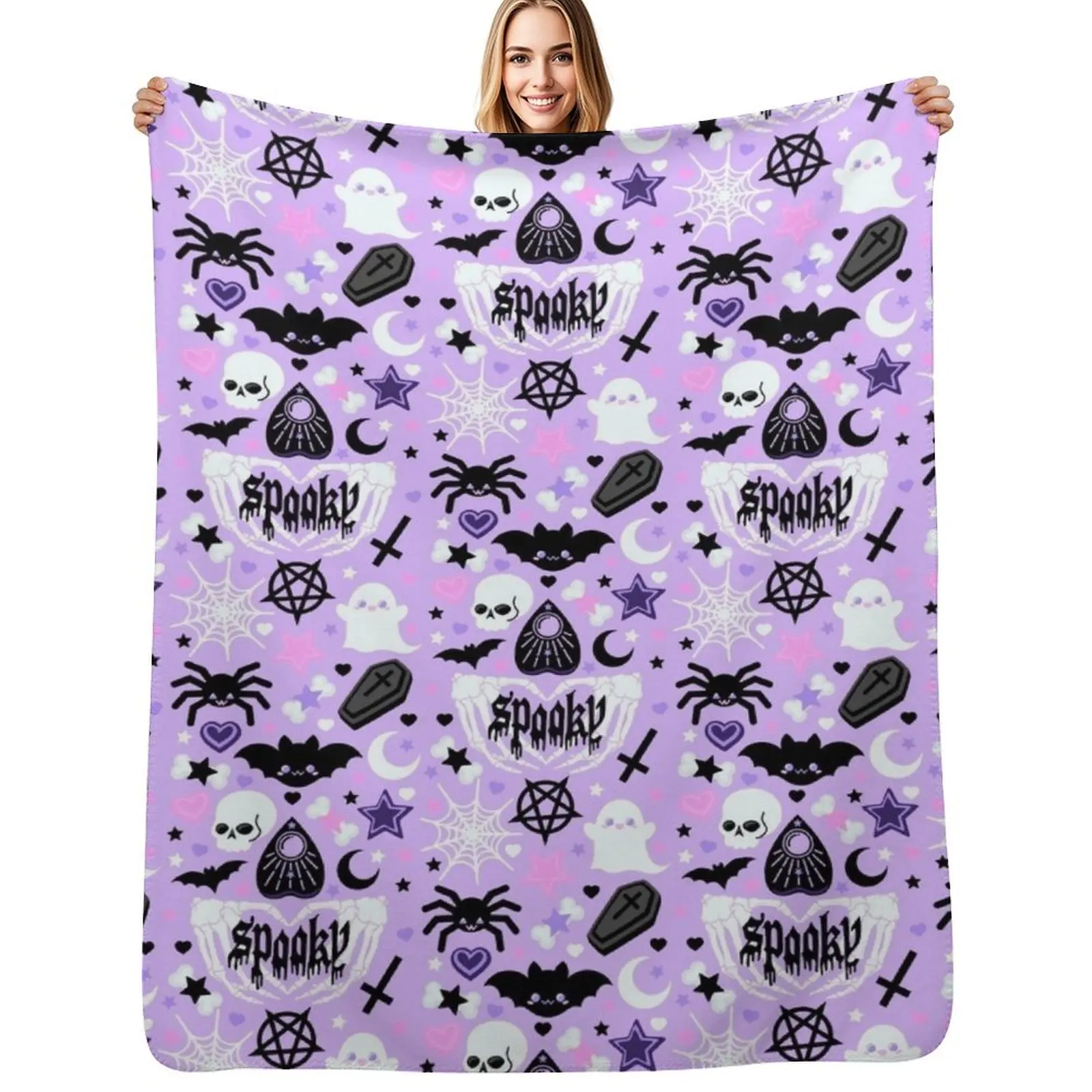 Pastel Goth Throw Blanket Plush Fuzzy Cozy Blanket for Couch Sofa