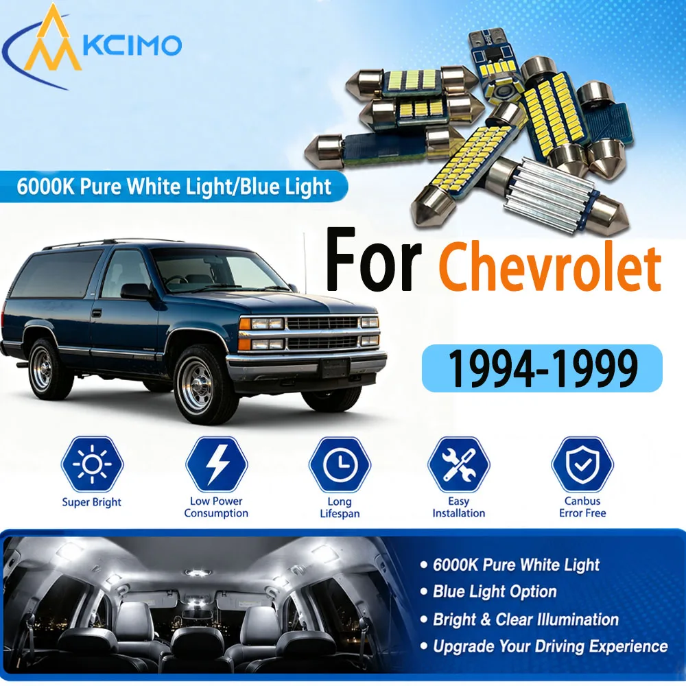 For Chevrolet Tahoe 1994-1999 Canbus Interior LED Light Kit, 6000K Dome Vanity Reading Lamps, Error‑Free Easy Installation