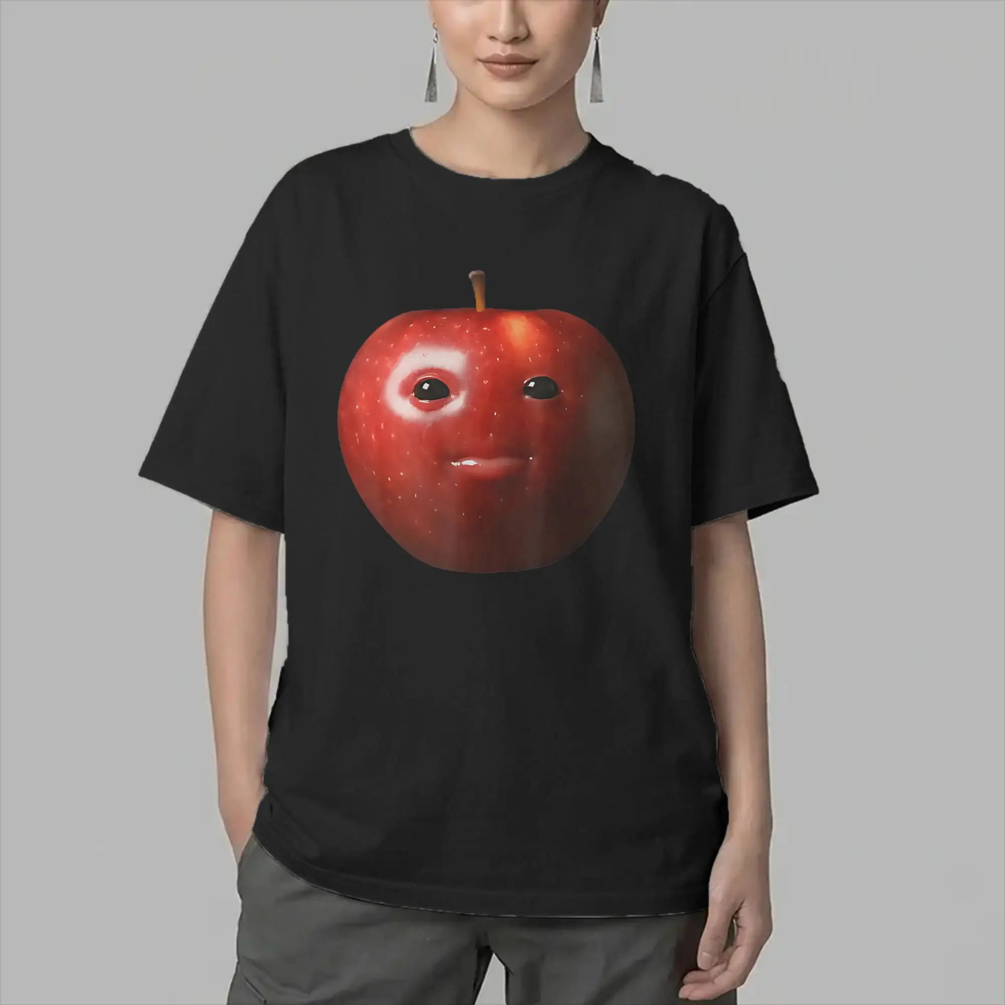 Men's T-Shirt Funny Silly AI Apple Gen Z Meme Vintage 100% Cotton Tees Short Sleeve  T Shirt Crew Neck Clothes Summer