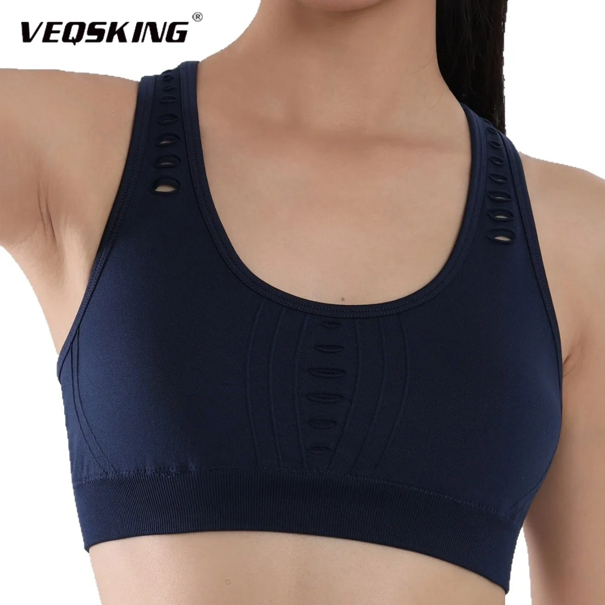 

Solid Color Sports Vest for Women, Seamless Cross Back Fitness Bra, Shock-absorbing Gathering Yoga Running Breathable Bra