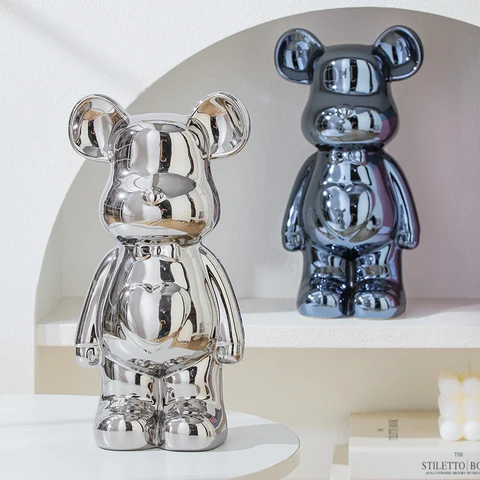Керамическая статуэтка медведя Bearbrick 17/27 см: Эстетичная фигурка-скульптура для декора комнаты и дома, украшение, поделка — фото устройства