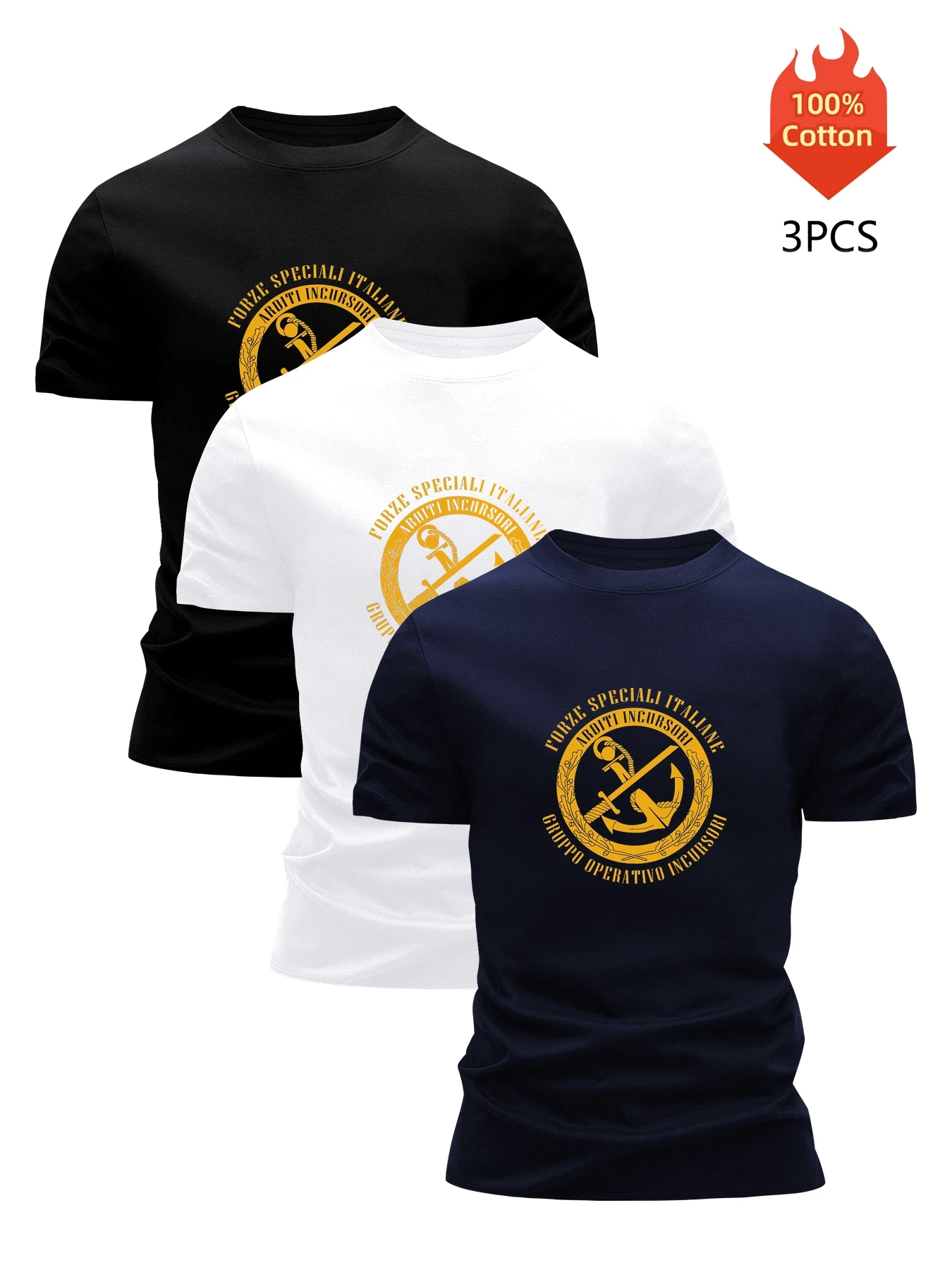 

3 Pack T-Shirt Мужская 100% Хлопок Графический Печатные Tees Смешные Летняя Блузка Повседневная Breathable Cool Luxury High Quality Одежда