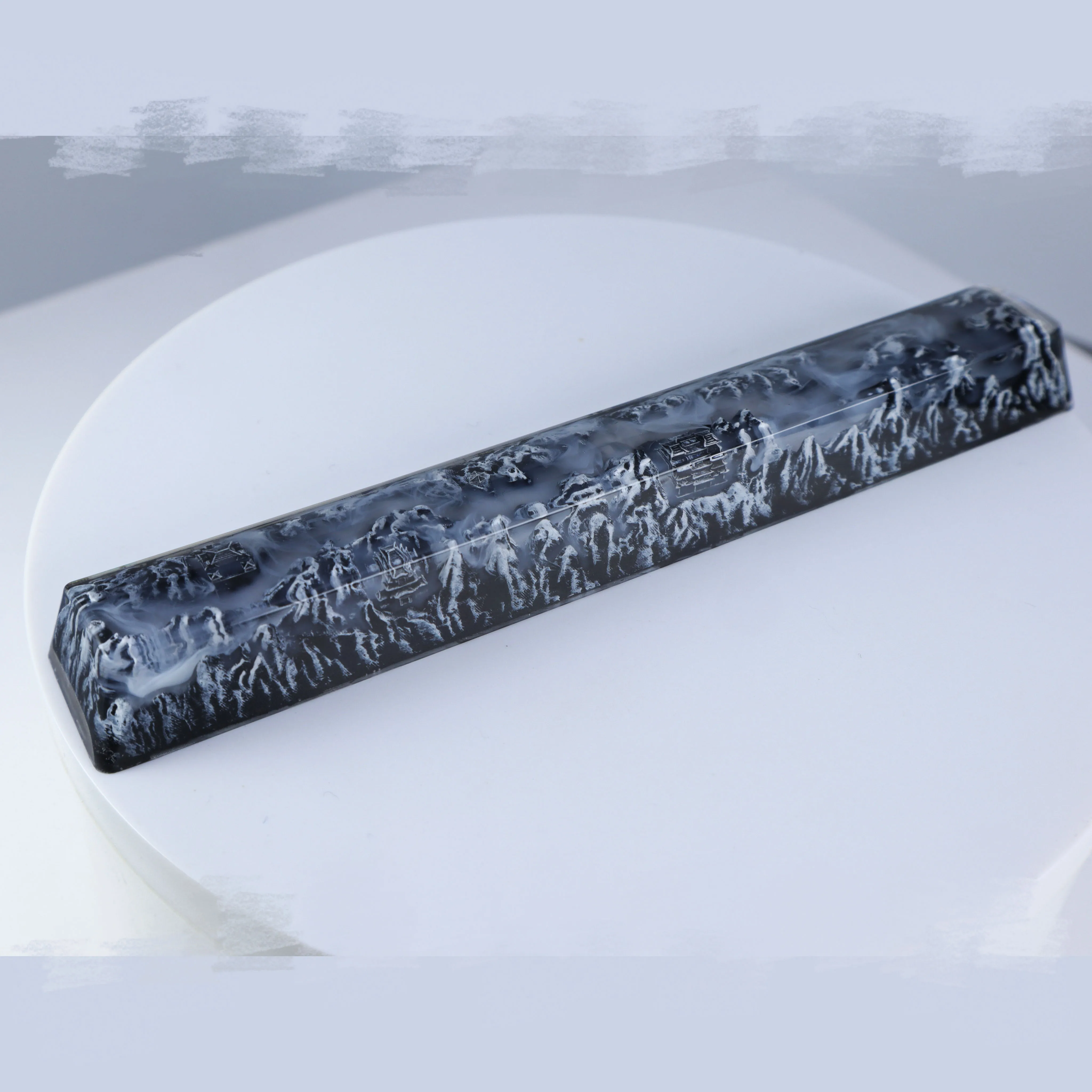 Chinese Ink Wash Painting Style Resin Spacebar Keycap Handmade Artisan Keycap for Mechanical Keyboard Unique Birthday Gifts