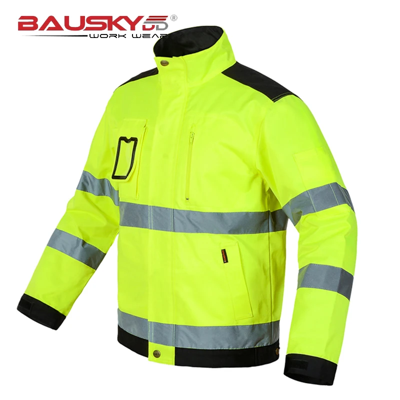 Safety Jackets for Work Men with Multiple Pockets High Visibility Workwear Two Tone Hi Vis Jacket