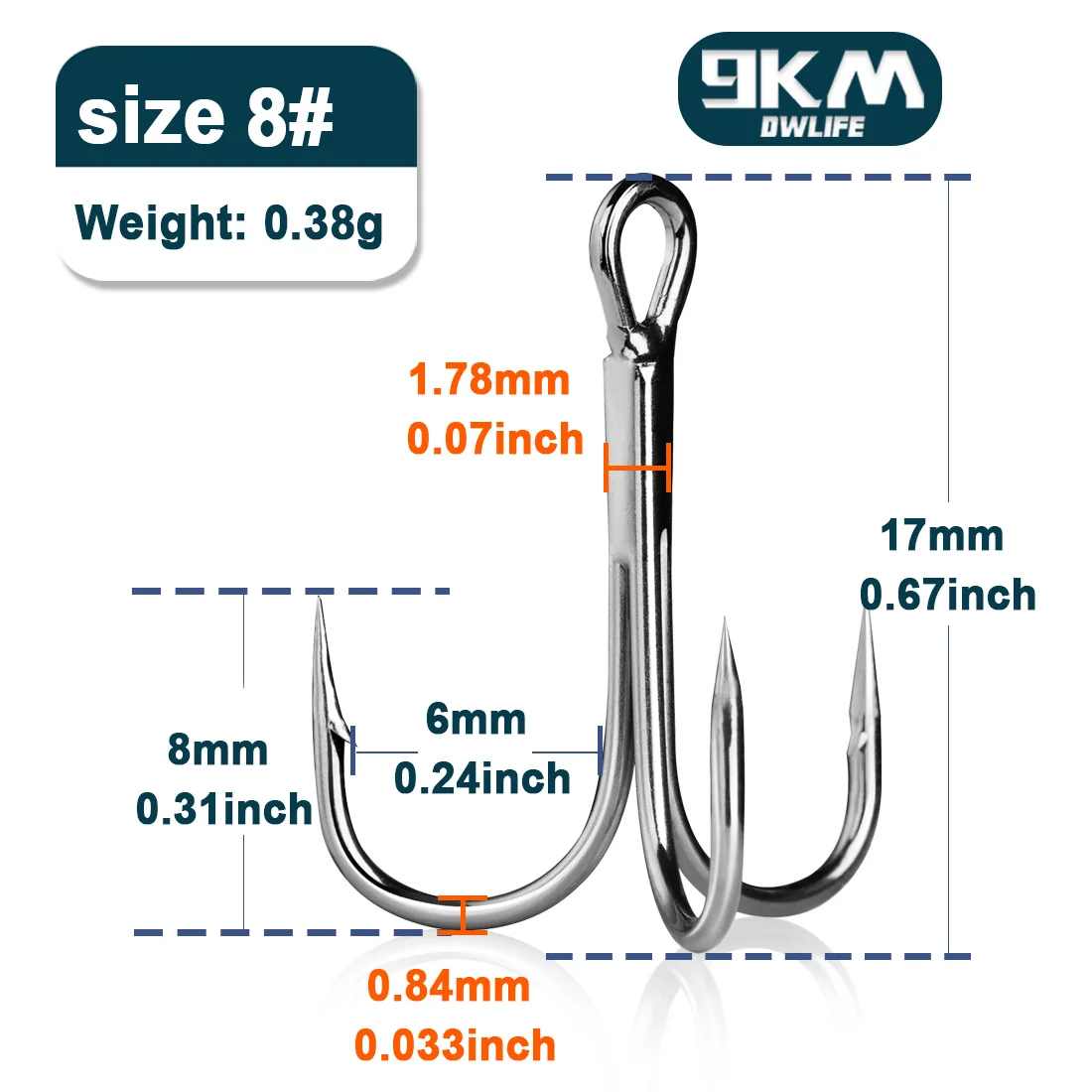 9KM DWLIFE Fishing Triple Hooks 25-50 Pieces 10