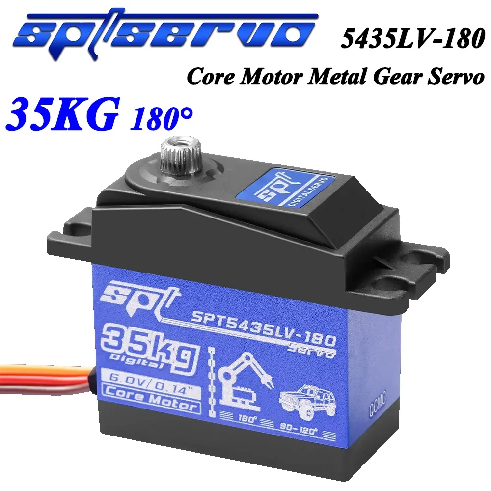 

SPT 5435LV-180 35KG Large Torque 180° Metal Gear Waterproof Core Motor Servo for RC Crawler Drift Car Robot Arm SCX10 TRX4