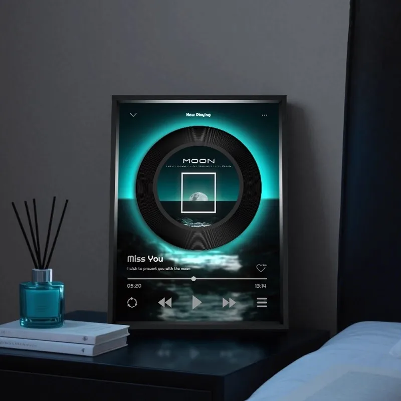 بطاقة بلوتوث TF وضع مزدوج غرفة المعيشة الحديثة الحد الأدنى الأبيض الضوضاء جو الديكور اللوحة مكبر هاي فاي 3000mah